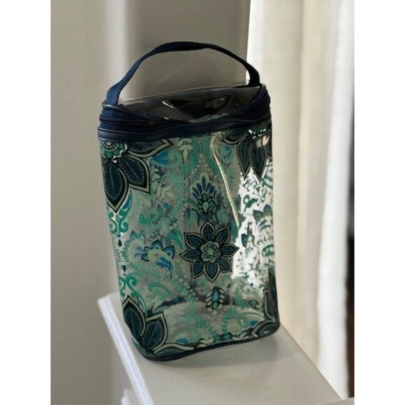 Vera Bradley Clear Lotion Bag Blue Floral Cosmetic Beach Zip Top See Thru PVC - Picture 2 of 10